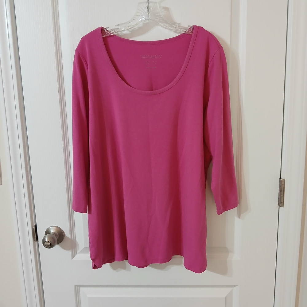 Susan Graver Fuchsia Long Sleeve Top